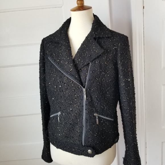 INC International Concepts Jackets & Blazers - INC Tweed Boucle Style Moto Jacket, Size PM